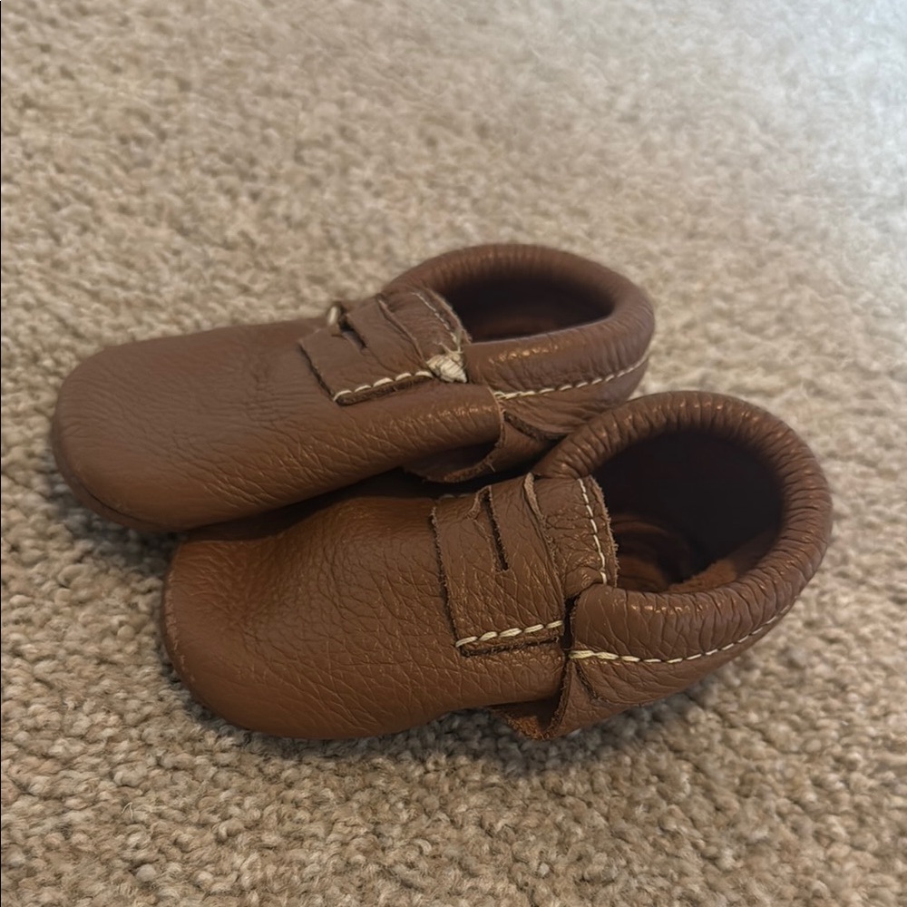 Brown Leather Baby Moccasins